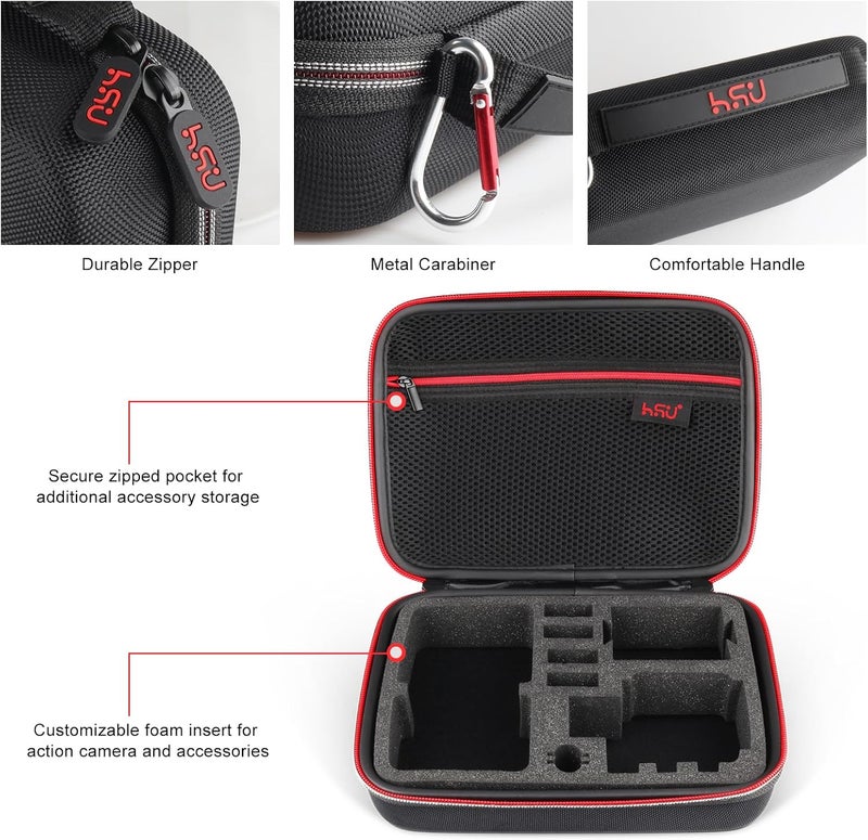 HSU Middle Protective Carrying Case for GoPro Hero 13, 12, 11, 10, 9, 8, 7, 6, 5, 4 Black and Accessories, Compact and Safe Action Camera Travel Storage Solution for Adventurers - Image 4
